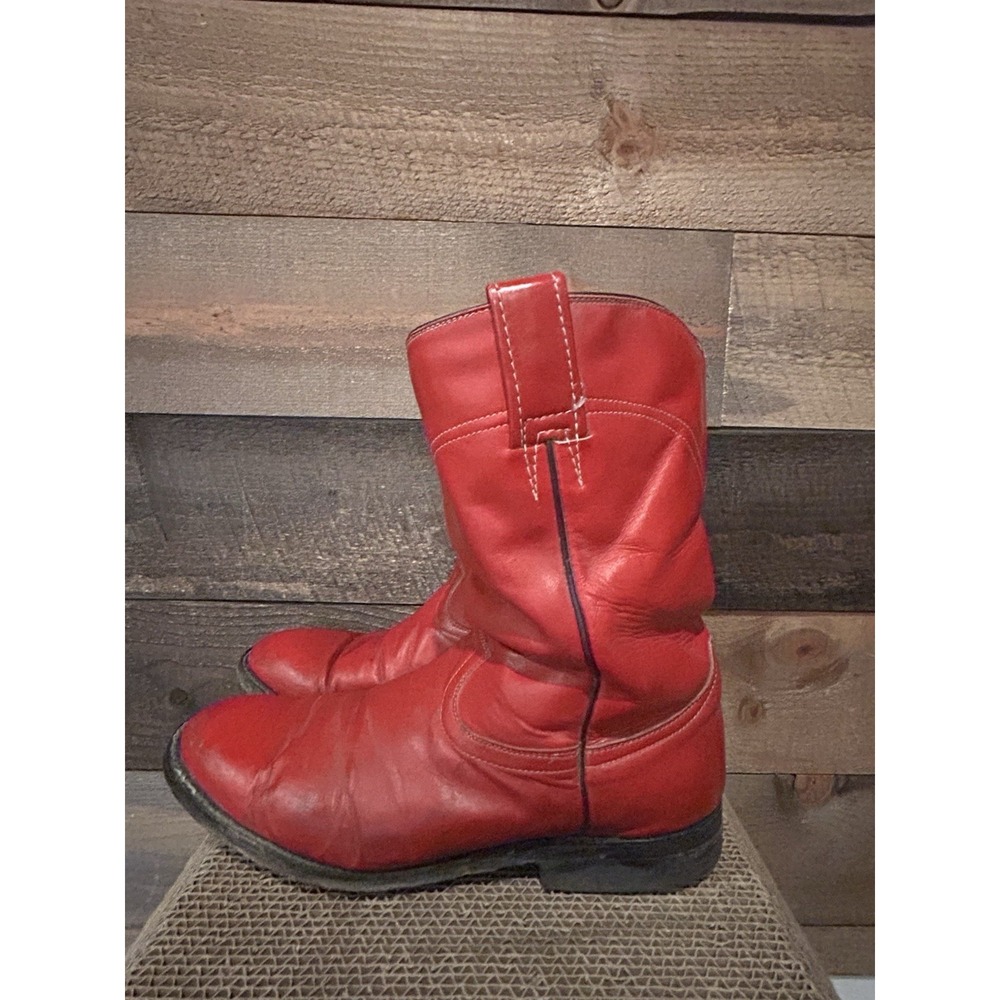 Vintage Cowtown Womens Red Leather Roper‎ Western Cowboy Boots Size 8.5 SOLD